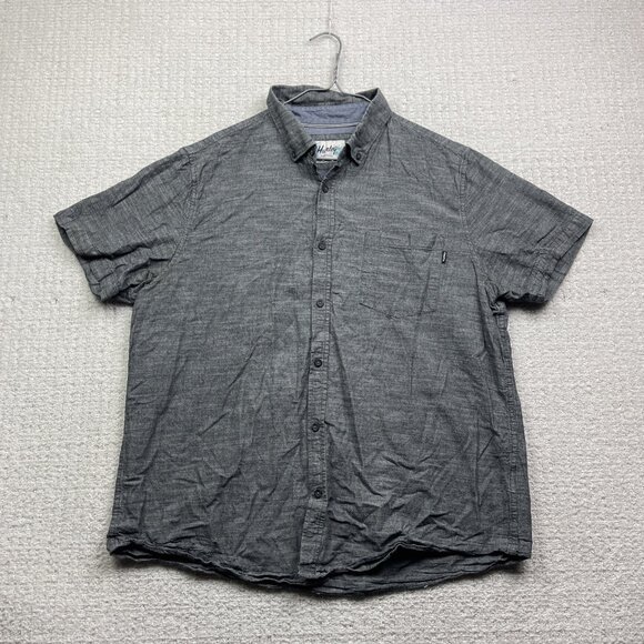 Hurley Shirt Mens Grey Summer Button Down Short Sleeve Collared Size XL Beach - Picture 1 of 14